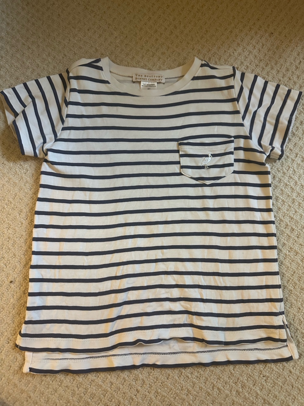 The Beaufort Bonnet Company White and Navy Striped Short Sleeve Tee